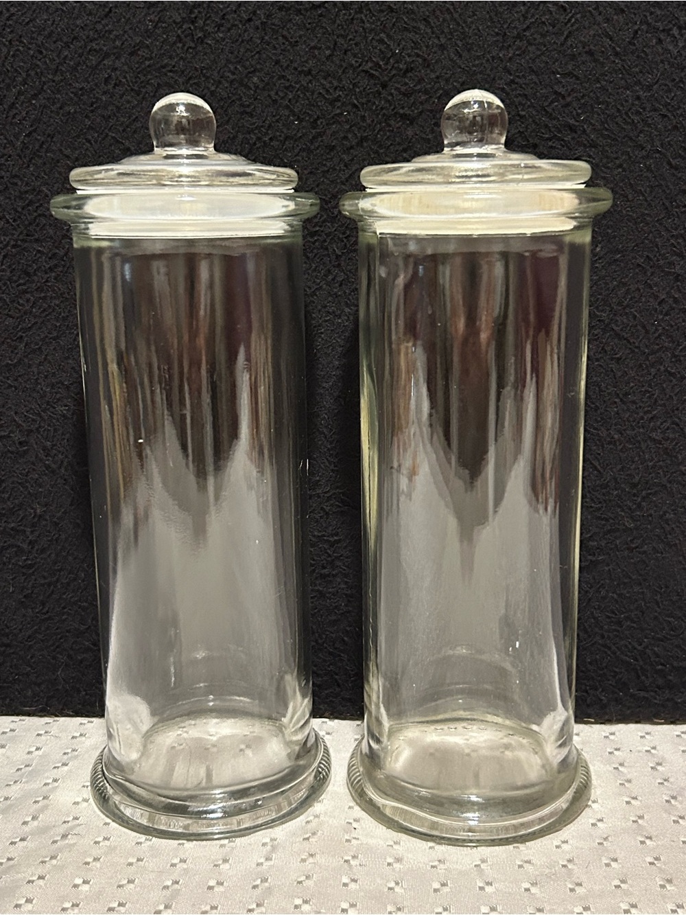2 Ann's House of Nuts 9.5" Clear Glass Apothecary Jar with Airtight Lid Vintage